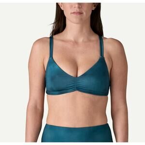 Patagonia Women's Sea Spray Tidal Teal Reversible Seaglass Bay Bikini Top Size S